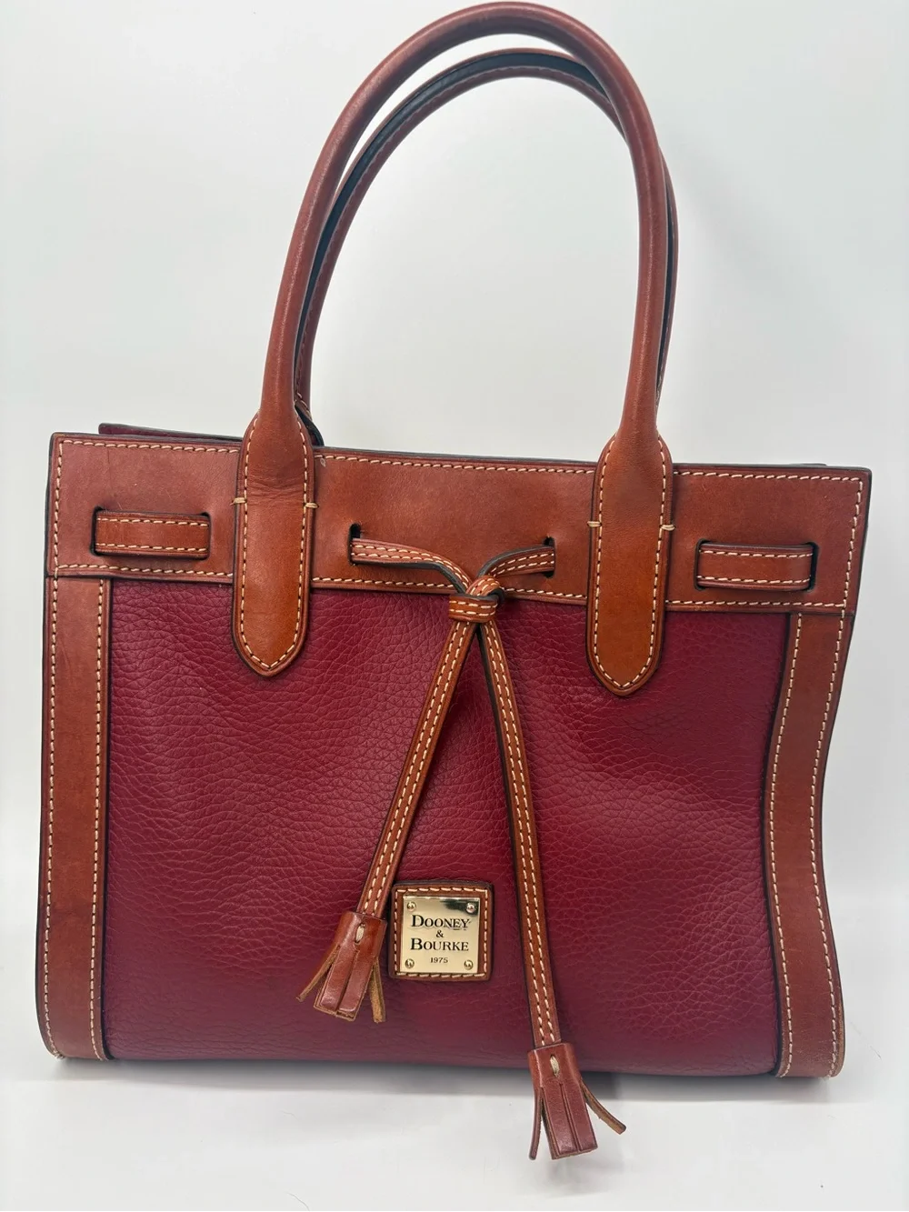Dooney & Bourke Ariel Satchel Burgundy Red Pebble Leather